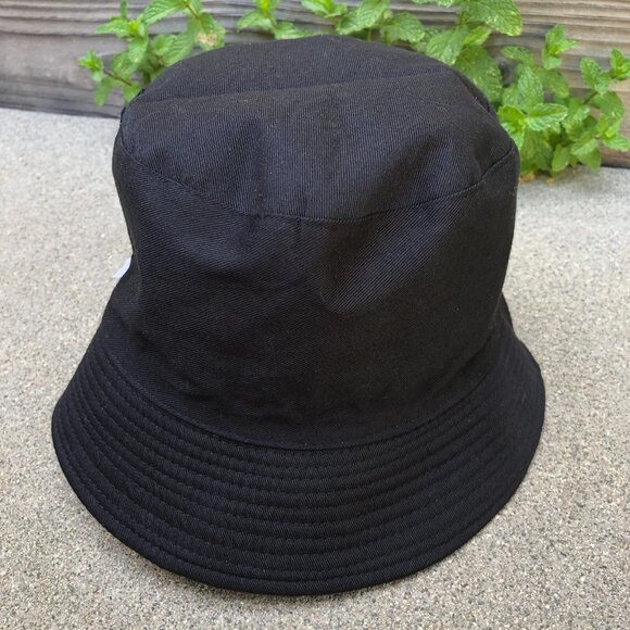 Reversible Tie Dye Bucket Hat Solid Black One Size Adult Unisex Cap - Picture 4 of 6